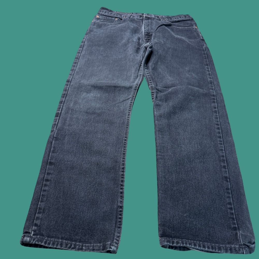 Levis 505 Jeans 34x30 Regular Fit Straight Leg Black Denim Made in USA Y2K